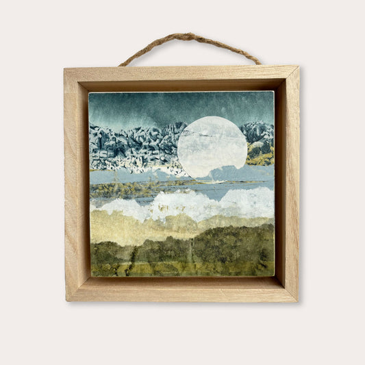 Moonlit Mountains I - 4"x4" Original