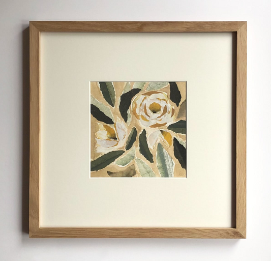 Sepia Floral II - 6"x6" Original